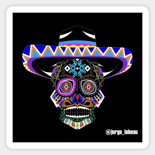 Mariachi charro skull ecopop in day of the dead Sticker